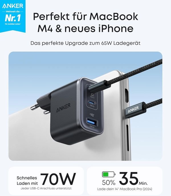 🔌 Anker Nano 3-Port USB-C Ladegerät mit 70W für 29,95€ (statt 41€) 🔌 Anker Nano 3 Port USB C Ladegerät mit 70W für 29,95€ (statt 41€)