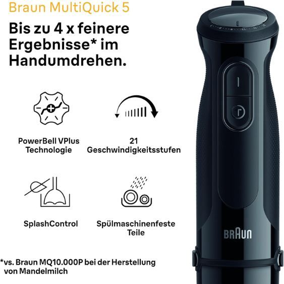 🍲 Braun MultiQuick 5 Stabmixer Set mit 21 Stufen für 59,90€ (statt 70€)