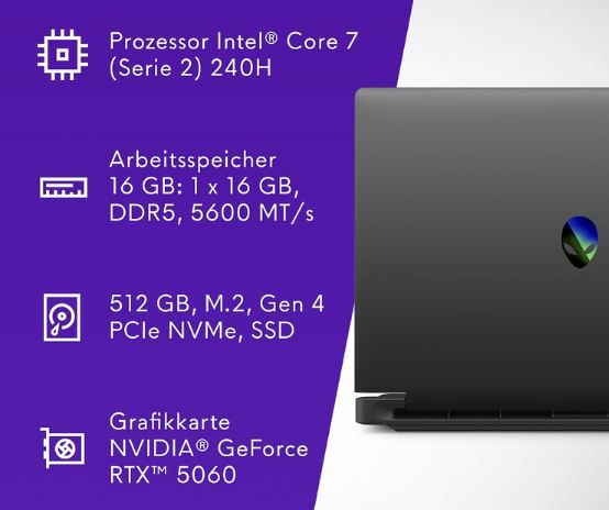 💻 Dell Alienware 15 Aurora 15,3 💻 Dell Alienware 15 Aurora 15,3 WUXGA Gaming Laptop mit RTX 5060 für 999€ (statt 1.199€)
