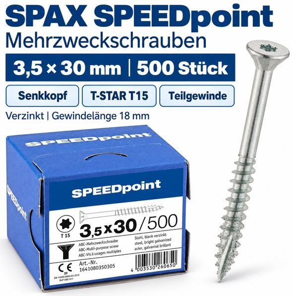 🪛 1.500x Spax Mehrzweckschraube 3,5 x 30mm für 14,97€ (statt 30€) 🪛 1.500x Spax Mehrzweckschraube 3,5 x 30mm für 14,97€ (statt 30€)
