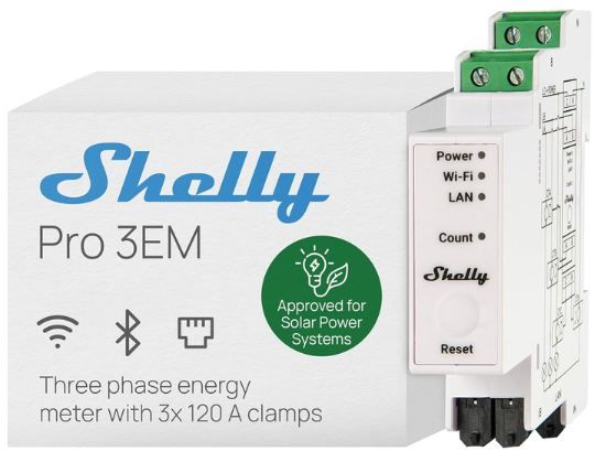 🔌 Shelly Pro 3EM 120A WLAN LAN 3 Phasen Energiezähler für 70,49€ (statt 99€)