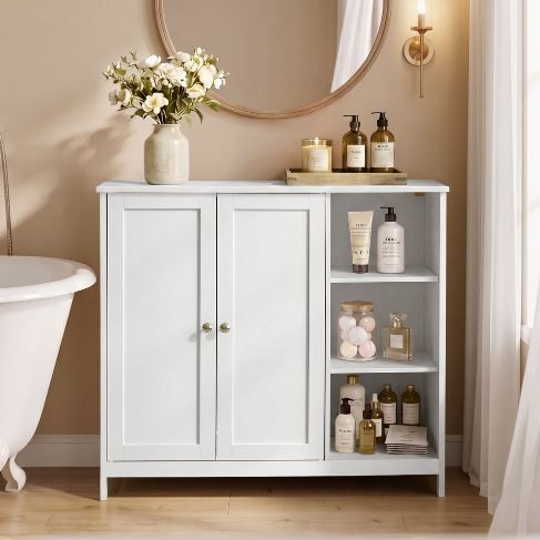🛀🏻 Vasagle Badschrank mit 2 Türen & Fächern, 90 x 30 x 80cm für 43,99€ (statt 56€)