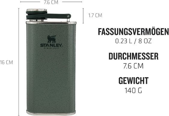 🥃 Stanley 1913 Classic Edelstahl Flachmann mit 236ml für 18,75€ (statt 25€)
