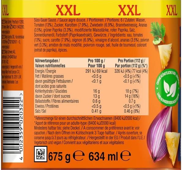 4kg! 🍛 6er Pack Bens Original Sauce Süß-Sauer Extra Gemüse, je 675g ab 14,80€ (statt 24€) 4kg! 🍛 6er Pack Bens Original Sauce Süß Sauer Extra Gemüse, je 675g ab 14,80€ (statt 24€)
