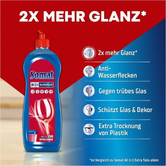🍽️ 4x Somat 5in1 Klarspüler, je 750ml ab 6,76€ (statt 10€)