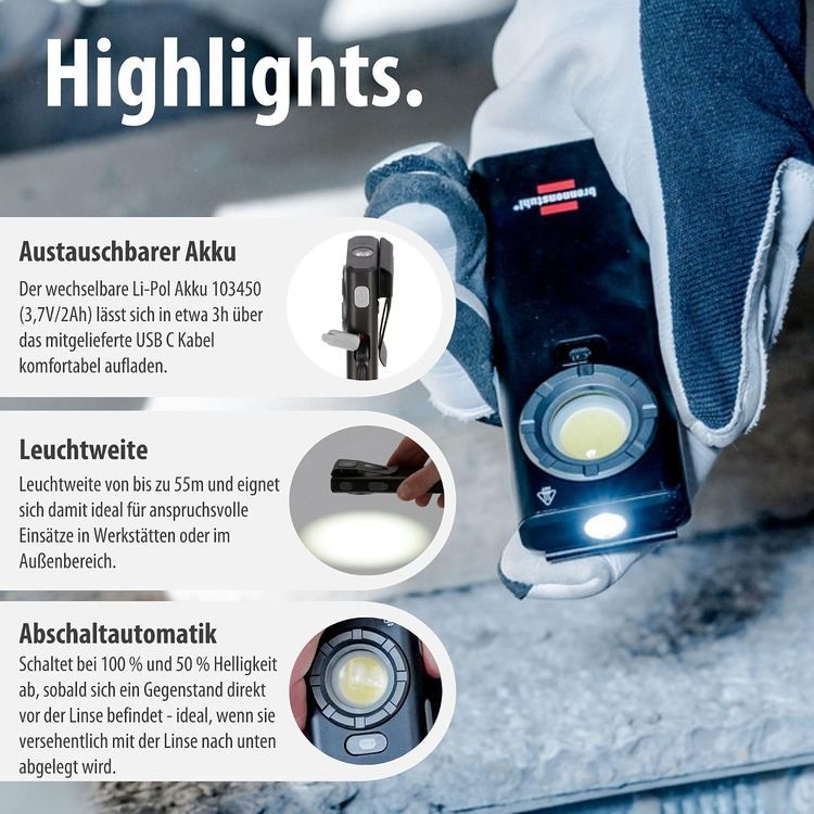 💡 Brennenstuhl HL 1200 AS Akku LED Handlampe für 36,40€ (statt 44€)