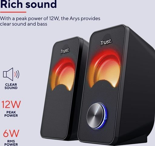 🔉 Trust Arys RGB LED Stereo Lautsprecher Set für 14,99€ (statt 23€)   Refurb.