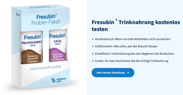 Probier-Paket der Trinknahrung von Fresubin gratis Probier Paket der Trinknahrung von Fresubin gratis
