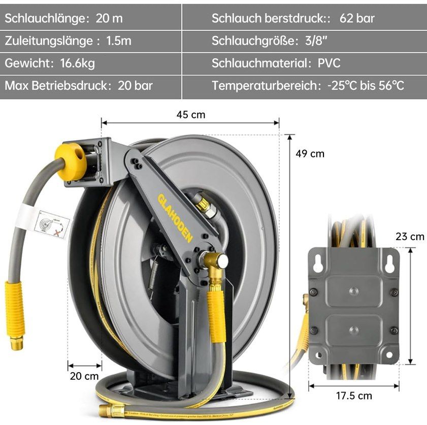 💨 Doppelarmige Druckluftschlauchtrommel (20m) inkl. Pistole für 81,59€ (statt 119€) 💨 Doppelarmige Druckluftschlauchtrommel (20m) inkl. Pistole für 81,59€ (statt 119€)