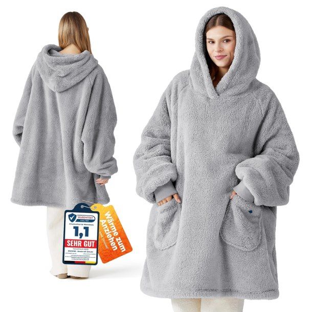 😍 BEDSURE Hoodie Decke mit Ärmeln in Grau für 12,11€ (statt 24€)