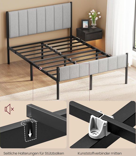 🛏️ VASAGLE Bettgestell aus Stahl (140 x 200) mit gepolstertem Kopfteil für 58,99€ (statt 68€) 🛏️ VASAGLE Bettgestell aus Stahl (140 x 200) mit gepolstertem Kopfteil für 58,99€ (statt 68€)