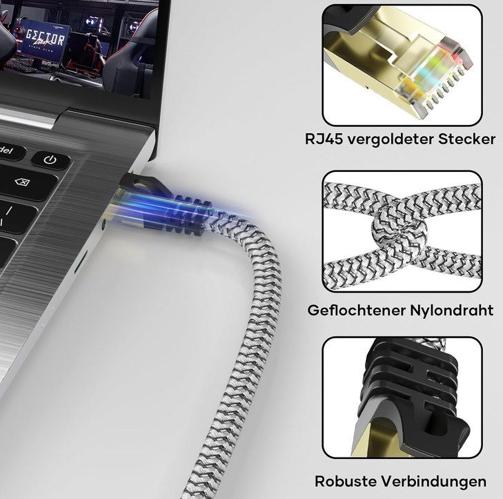 ⏲ YesTXR Cat 8 Netzwerkkabel bis 40Gbps & 5m für 4,79€ (statt 8€) ⏲ YesTXR Cat 8 Netzwerkkabel bis 40Gbps & 5m für 4,79€ (statt 8€)