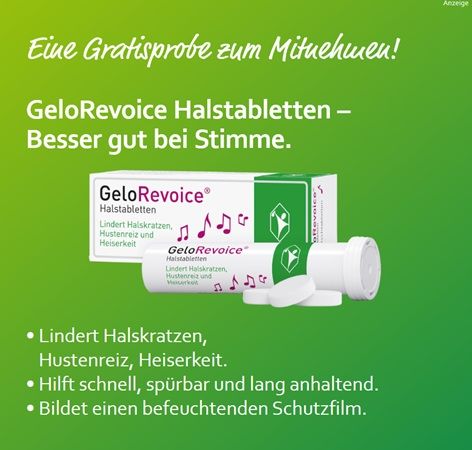 🧣 mea: Gratis Probe GeloRevoice Halstabletten abholen
