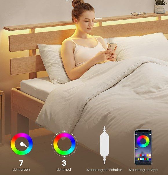 🛌 VASAGLE Massivholzbett 140x200 aus Buche mit LED-Beleuchtung & USB für 191,99€ (statt 250€) 🛌 VASAGLE Massivholzbett 140x200 aus Buche mit LED Beleuchtung & USB für 191,99€ (statt 250€)
