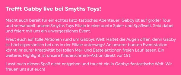 😺 In einigen Smyths Toys Stores katz-tastisches Abenteuer mit Gabby erleben 😺 In einigen Smyths Toys Stores katz tastisches Abenteuer mit Gabby erleben