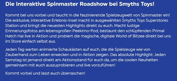 🚀 Spinmaster Roadshow in einzelnen Smyths Toys Stores