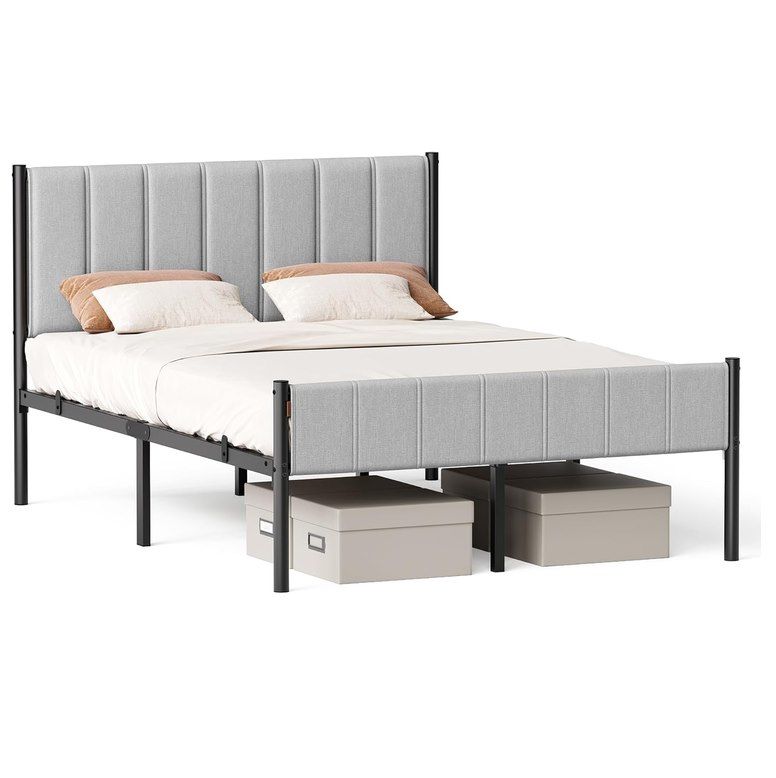 🛏️ VASAGLE Bettgestell aus Stahl (140 x 200 cm) mit gepolstertem Kopfteil für 58,99€ (statt 68€)