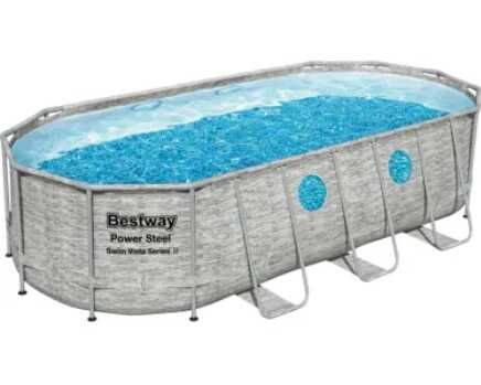 Bestway Stahlrahmenpool Set Power Steel Swim Vista 549 x 274 x 122 cm Oval Grau 499€ statt 625€