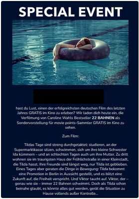 Gratis movie points Tickets UCI für den Film 22 Bahnen am 14.04.