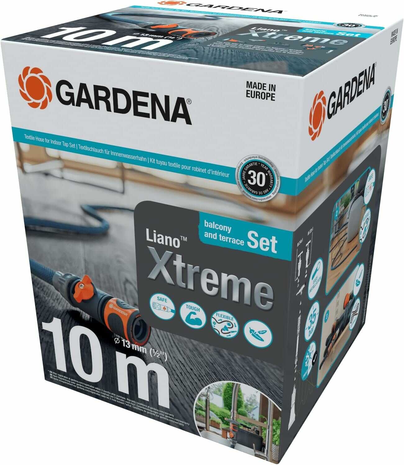 Gardena Schlauch Textilschlauch Liano Xtreme 1/2, 10 Meter Set + Indoor Adapter 39,62€ statt 45,79€