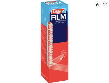 tesafilm Transparent Klebeband extra stark - 10 m x 12 mm - 12 Rollen 3,92€ statt 8,94€ tesafilm Transparent Klebeband extra stark 10 m x 12 mm 12 Rollen 3,92€ statt 8,94€
