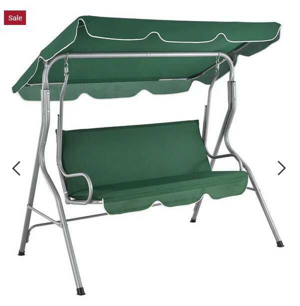 Juskys Hollywoodschaukel Cecina (3 Sitzer Schaukel mit Dach in 5 Farben)