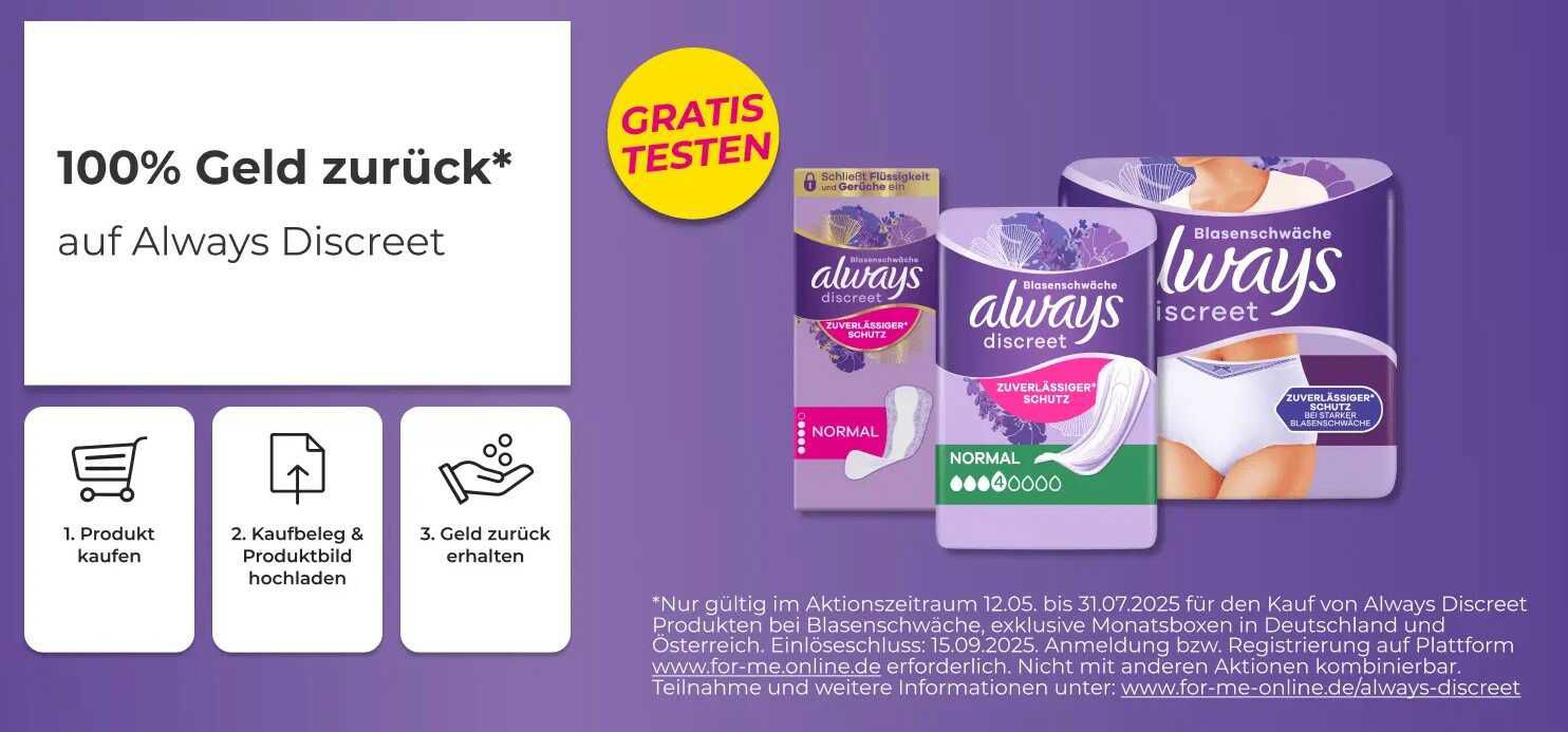 [GzG ab 12.05.] Always Discreet Slipeinlagen Gratis Testen