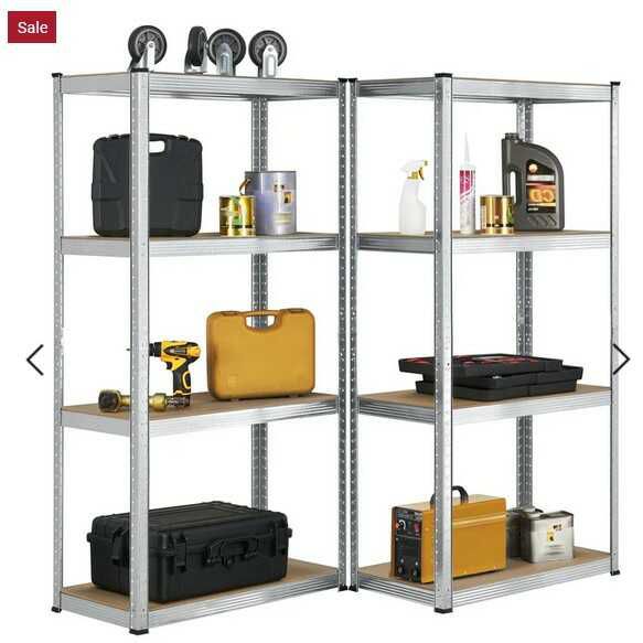 Juskys Lagerregal Easy 2er Set 160 x 80 x 40 cm (jeweils 4 Böden mit Tragkraft 80 kg je Boden)