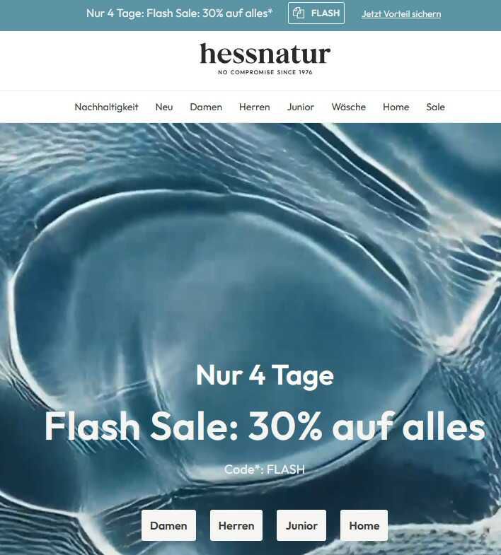hessnatur: 30 % Rabatt auf fast alles (Sommerkleidung, Bettwäsche, T Shirts etc.)