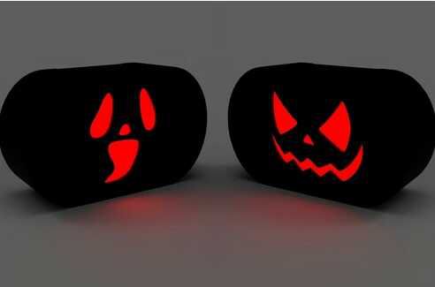 Halloween Spooky Soundbox gruselige Geräusche rote LEDs Bewegungsmelder Akku