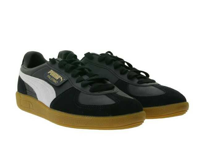 PUMA Palermo Leather Sneaker (396464 03) in Schwarz/Grau/Weiß | Herren Sneaker, Gr. 37.5   46, Mix aus Velours  & Glattleder