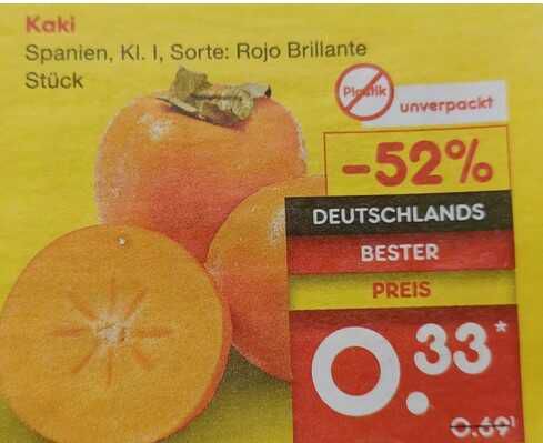 Netto Marken-Discount: Kaki aus Spanien, Handelsklasse 1, Sorte : 'Rojo Brillante', gute Lagerfähigkeit , 03.- 08.11.25 im Angebot Netto Marken Discount: Kaki aus Spanien, Handelsklasse 1, Sorte : Rojo Brillante, gute Lagerfähigkeit , 03.  08.11.25 im Angebot