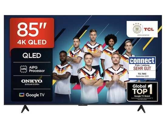 TCL 85T69CX1 QLED-Fernseher mit Dolby Vision, HDMI 2.1 für 838,95€ statt 1.068,99€ TCL 85T69CX1 QLED Fernseher mit Dolby Vision, HDMI 2.1 für 838,95€ statt 1.068,99€