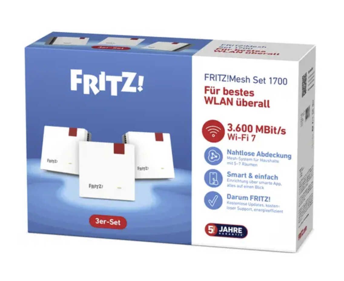 3x AVM WiFi 7 FRITZ! Repeater 1700 für 229,99€ statt 252,87€
