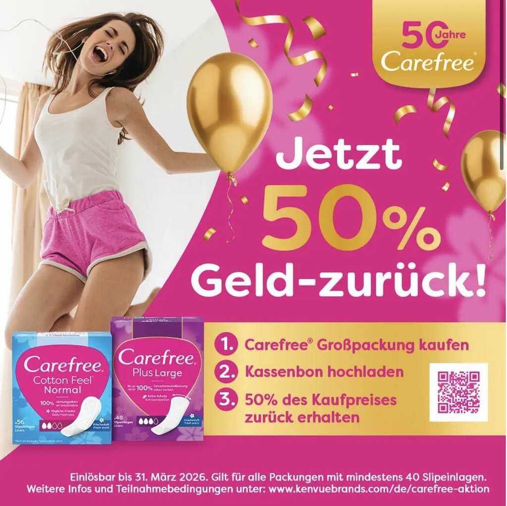 [Teil Gzg] Carefree Slipeinlagen – 50 % Geld zurück