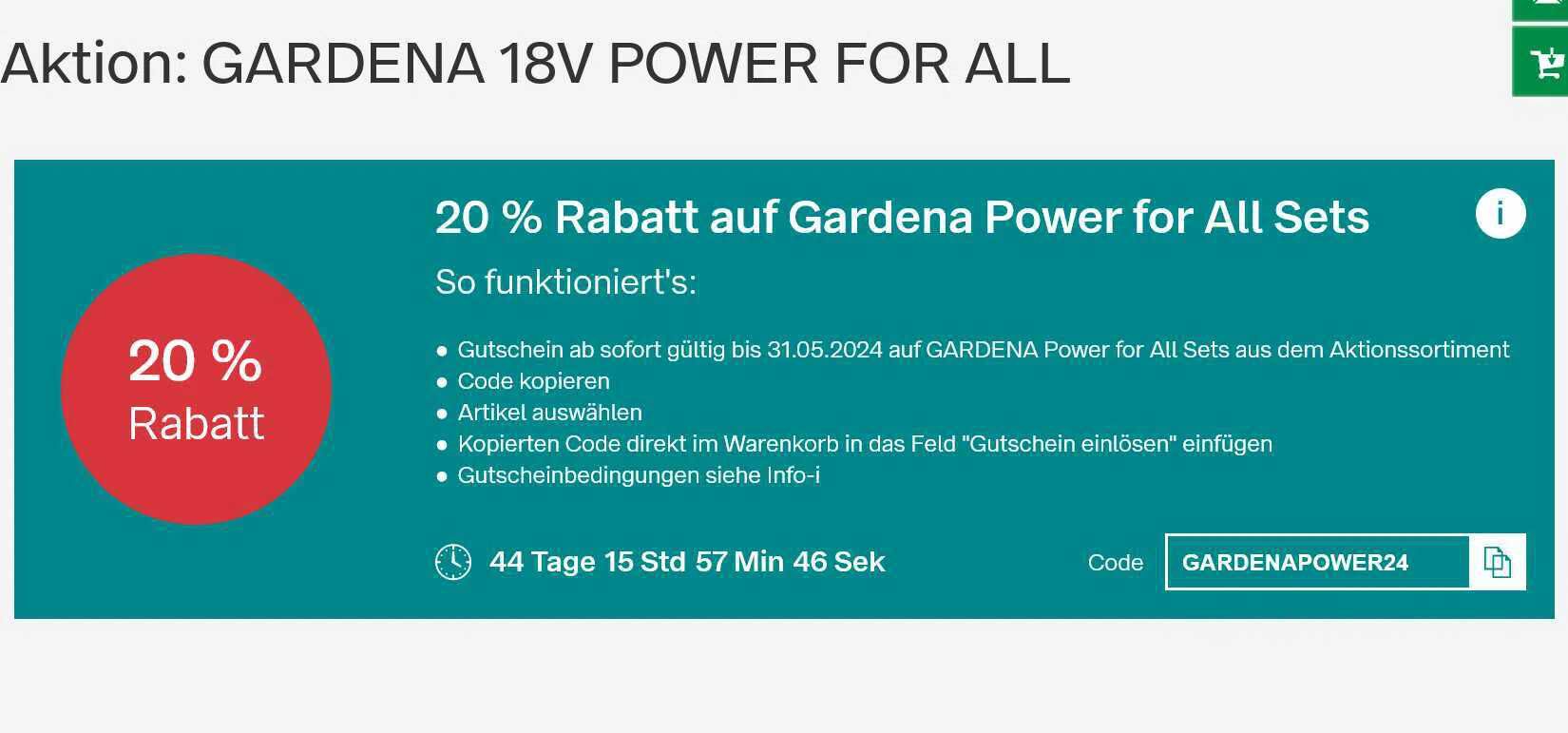 GARDENA 18V POWER FOR ALL (20% Rabatt)