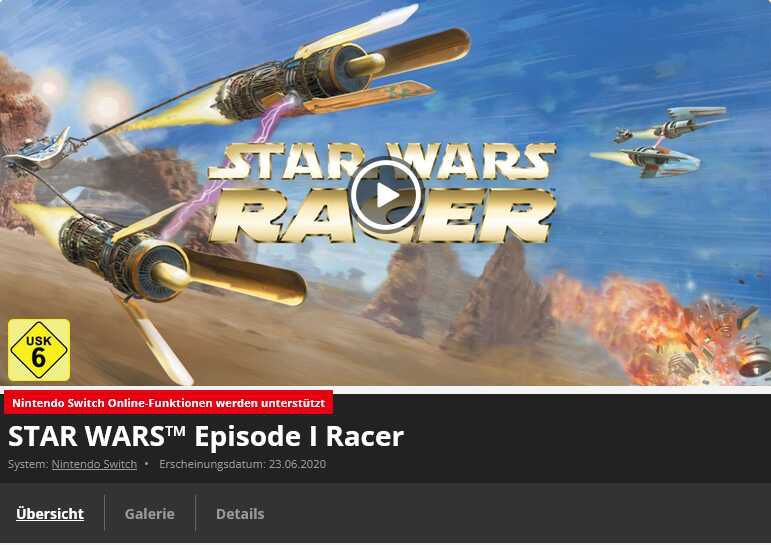 Star Wars Episode 1 Racer für 6,86€ statt 13,72€