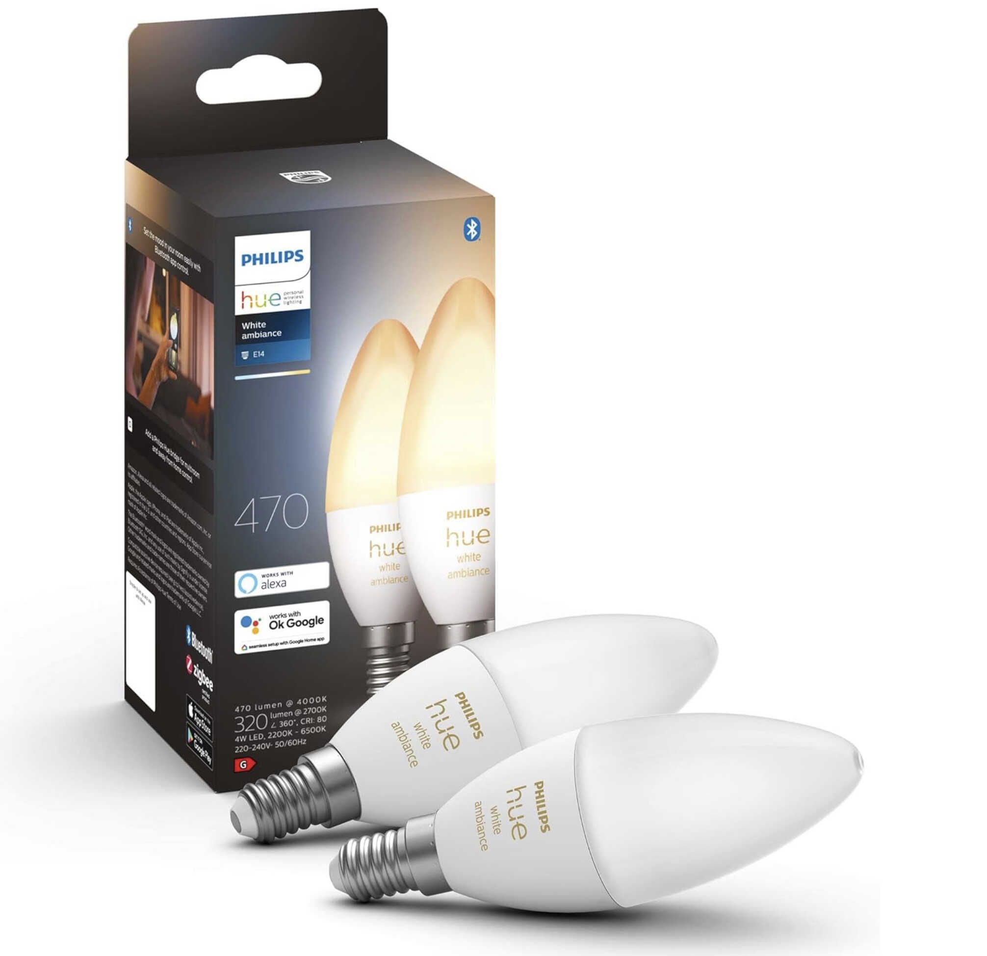 4x Philips Hue White Ambiance E14 für 62,43€ statt 73,80€