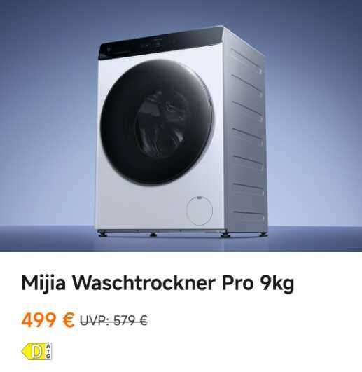 Xiaomi Mijia Waschtrockner Pro WD090MJA11EU (9 kg Waschen / 6 kg Trocknen) für 499€ statt 579€ Xiaomi Mijia Waschtrockner Pro WD090MJA11EU (9 kg Waschen / 6 kg Trocknen) für 499€ statt 579€