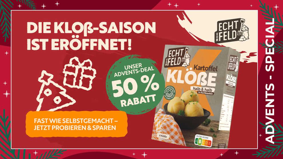 Echt vom Feld Kartoffel Klöße halb und halb im Kochbeutel  50% Cashback
