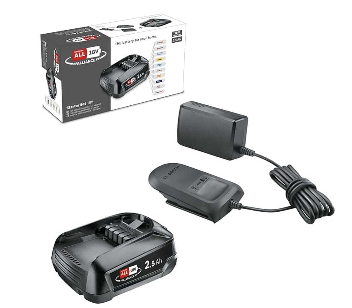 Bosch 18V Akku und Ladegerät 2.5Ah 18V Starter Set für 14,95€ statt 20,65€