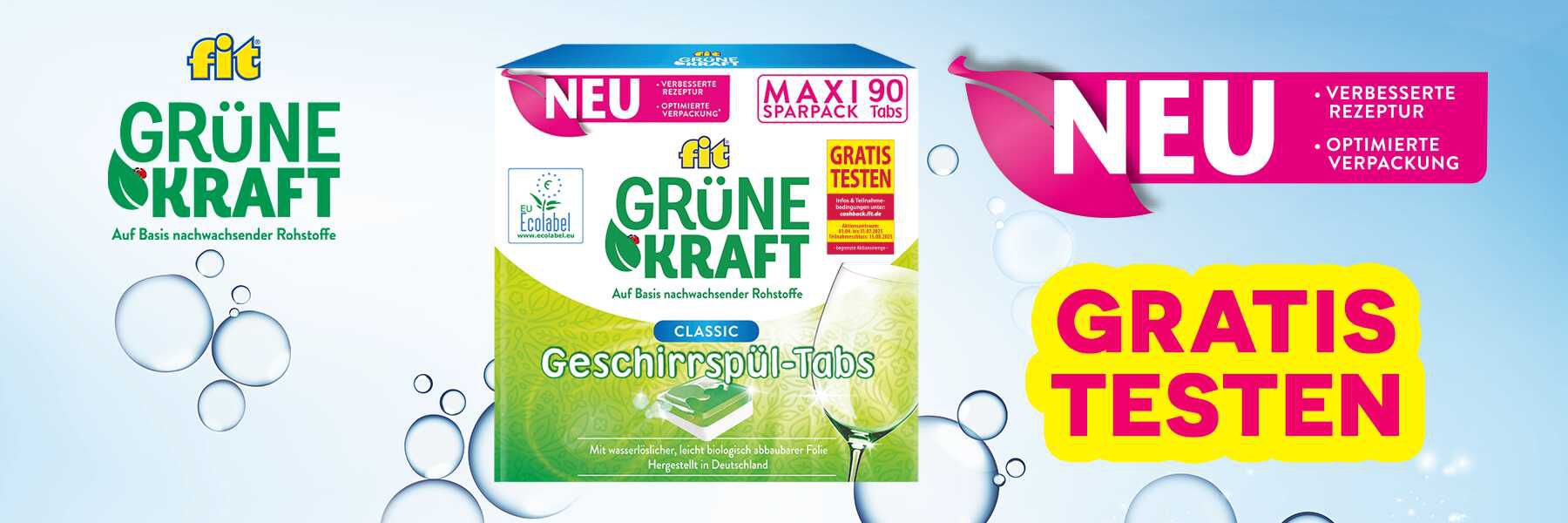 fit Grüne Kraft Classic Geschirrspültabs gratis testen (90 Tabs)