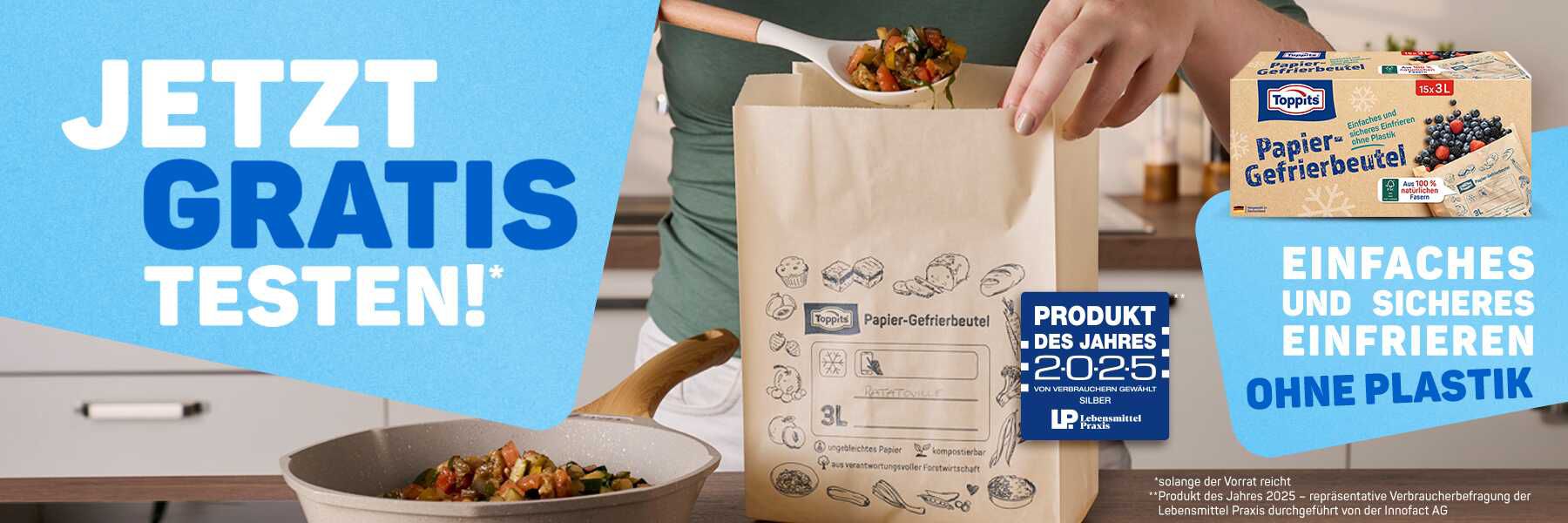 Toppits gratis testen: Toppits Papier Gefrierbeutel!