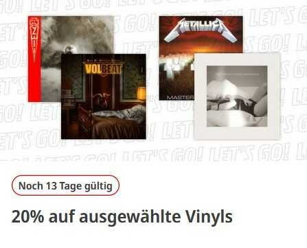 20% auf über 800 ausgewählte Vinyls für registrierte myMediaMarkt und mySaturn Kunden