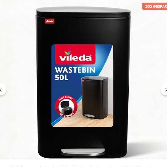 Vileda Mülleimer 50L Schwarz mit Soft Close 49,95€ statt 69,99€