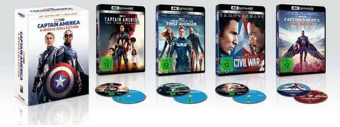 Captain America 4 Movie Collection (4K UHD + Blu ray) für 59,99€ statt 87,64€