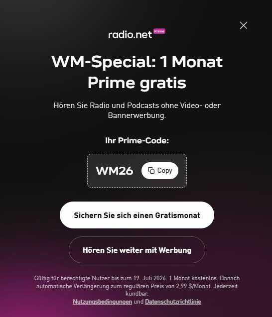 1 Monat Radio.de kostenlos