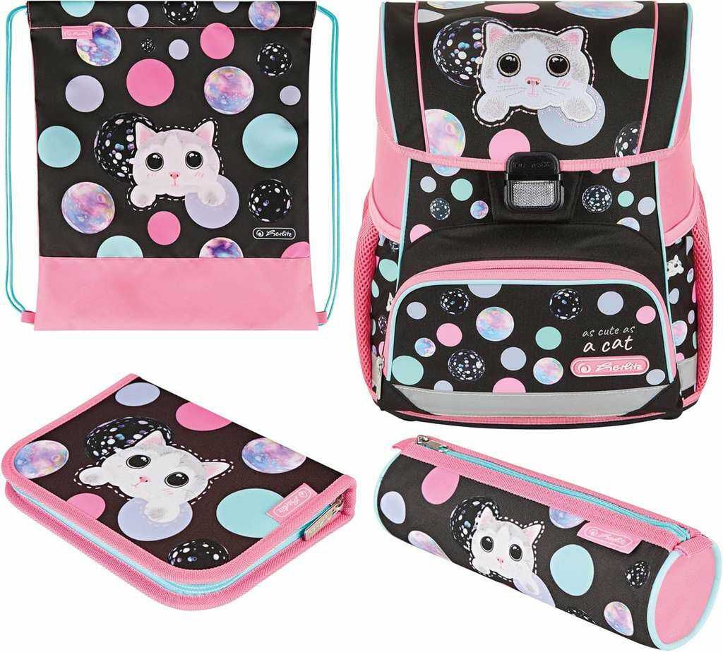 Herlitz Schulranzen Loop Plus Cute Cat 4 teiliges Set (16 Liter, 950 g, ergonomisch, reflektierend) | Amazon