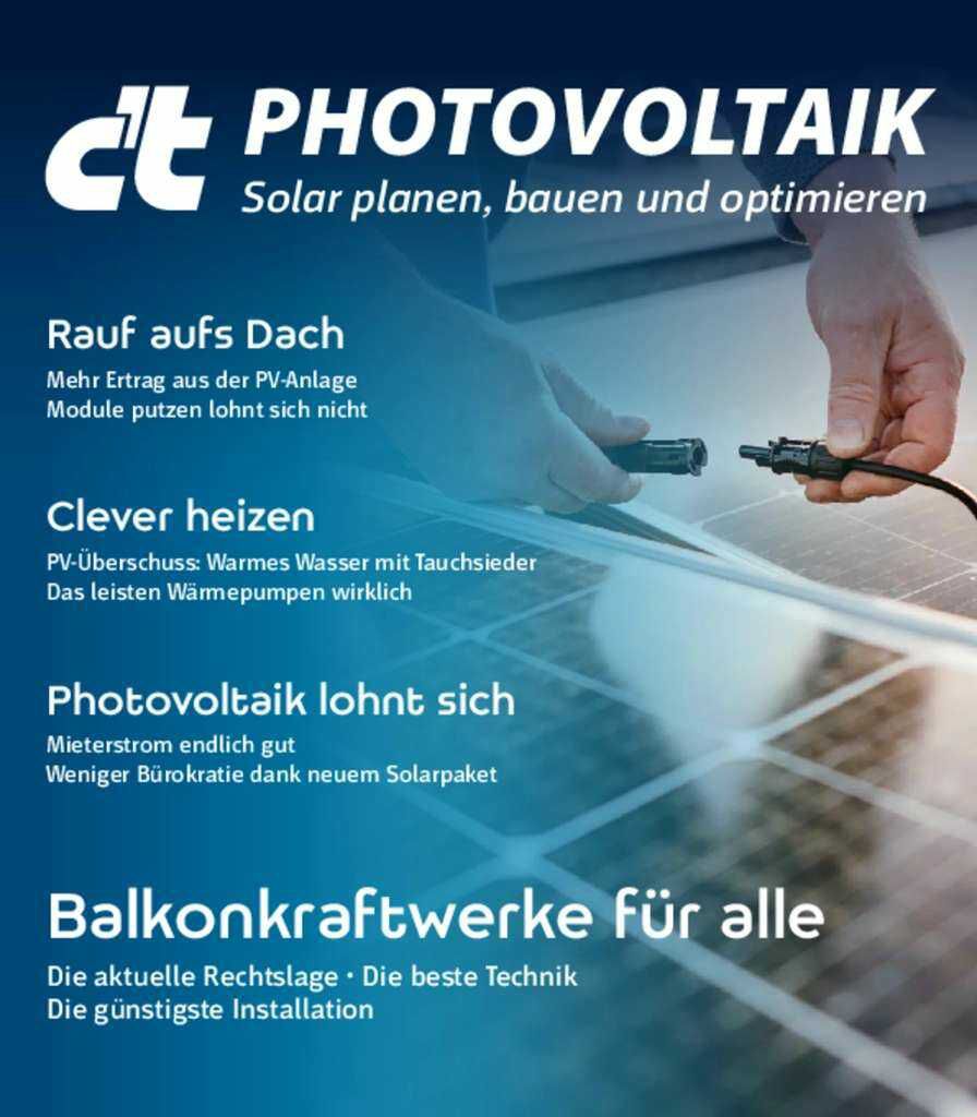 ct Special Photovoltaik Heft nur heute kostenlos zum Download als PDF im Rahmen des Heise Osterkalenders KOSTENLOS statt  16,99€