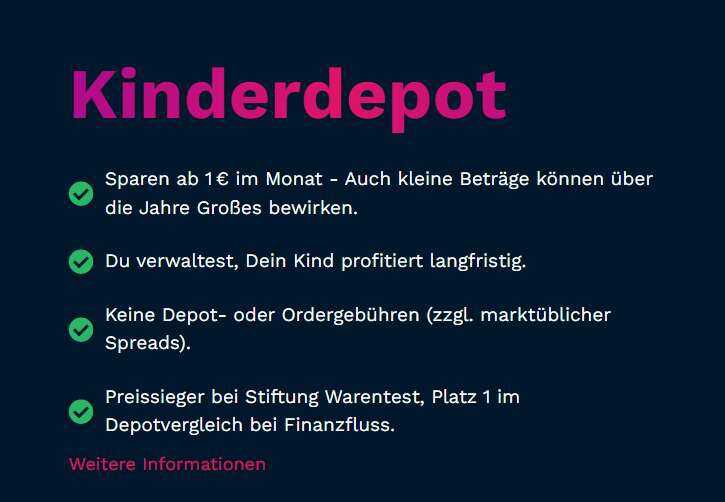Finanzen Zero    Kostenloses Kinderdepot Keine Depot  oder Kaufgebühren Investiere gebührenfrei